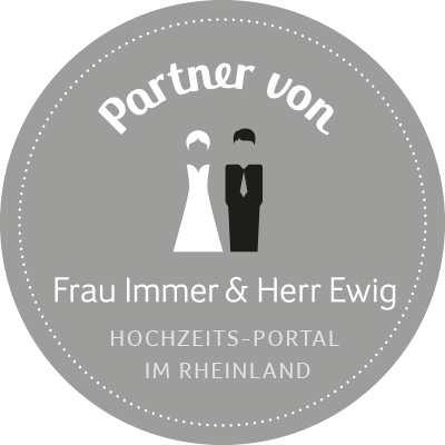 Badge In trauter Zweisamkeit Partner von Frau Immer und Herr Ewig Hochzeitsportal im Rheinland